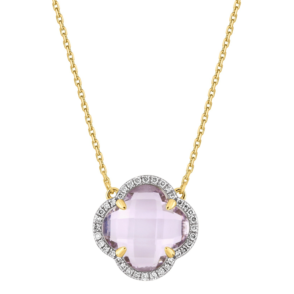 Collier, Améthyste Rose, Diamants, Or Jaune