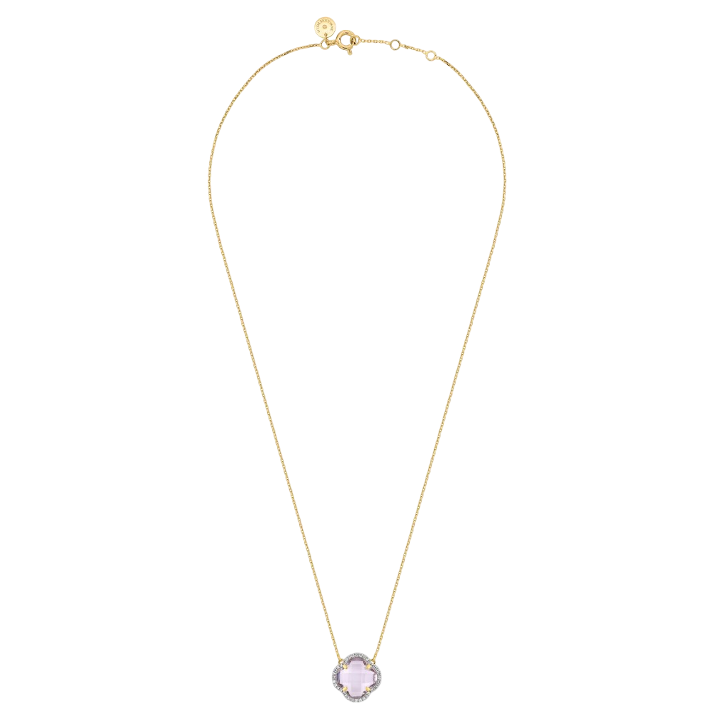 Collier, Améthyste Rose, Diamants, Or Jaune