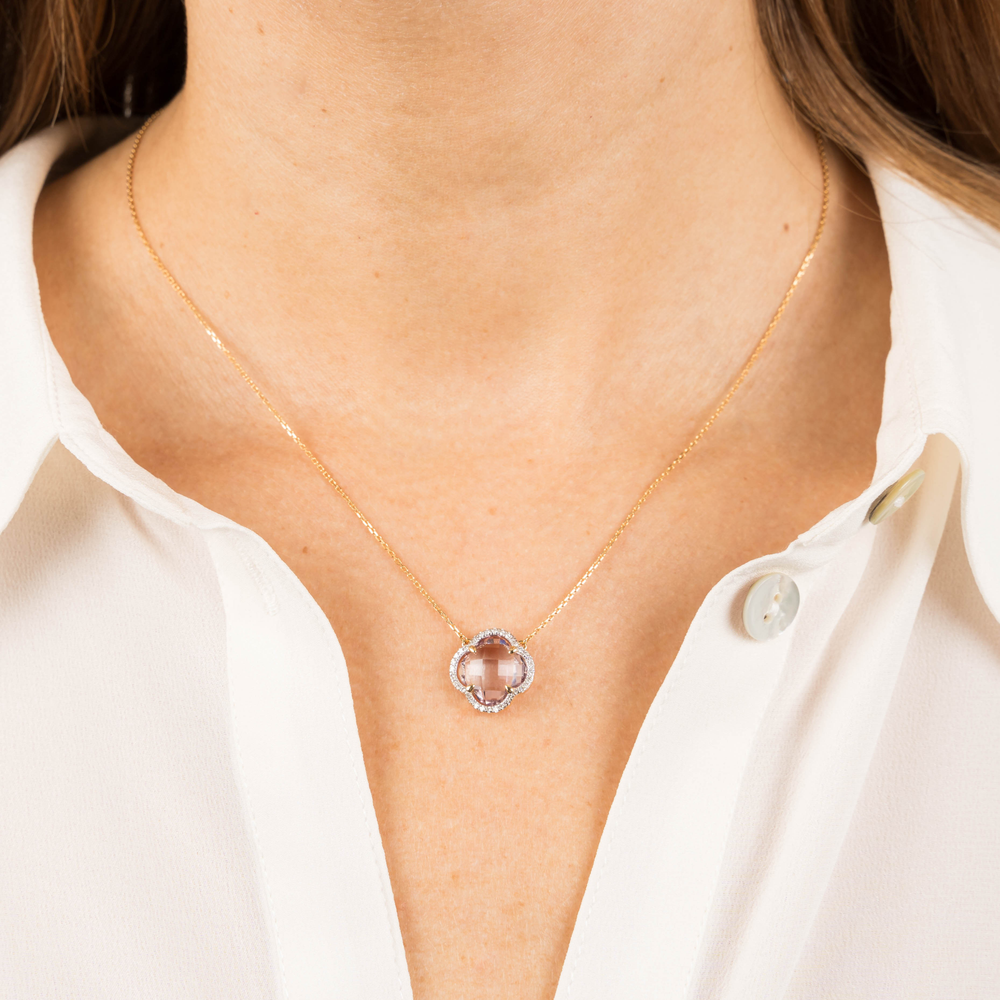 Collier, Améthyste Rose, Diamants, Or Jaune - Bijouterie Aurea｜Morges