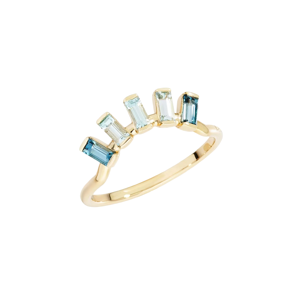 Bague Demi-halo En Topazes Bleu London Et Sky