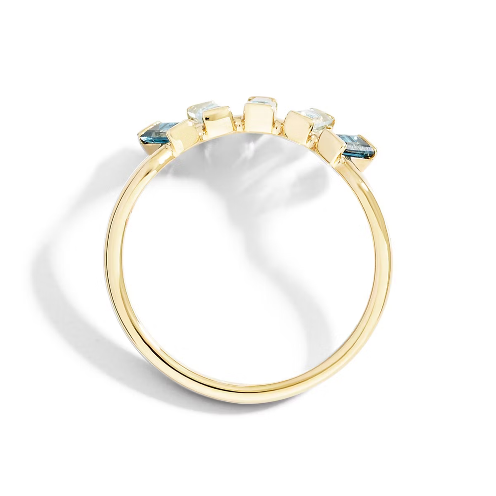 Bague Demi-halo En Topazes Bleu London Et Sky