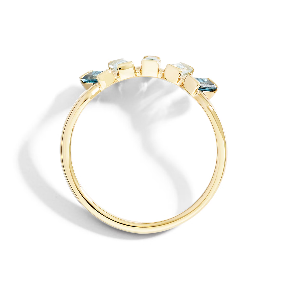 Bague Demi-halo En Topazes Bleu London Et Sky