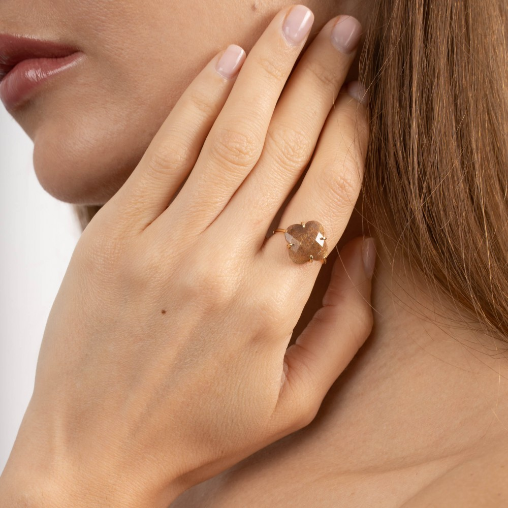 Bague, Pierre De Soleil, Or Jaune