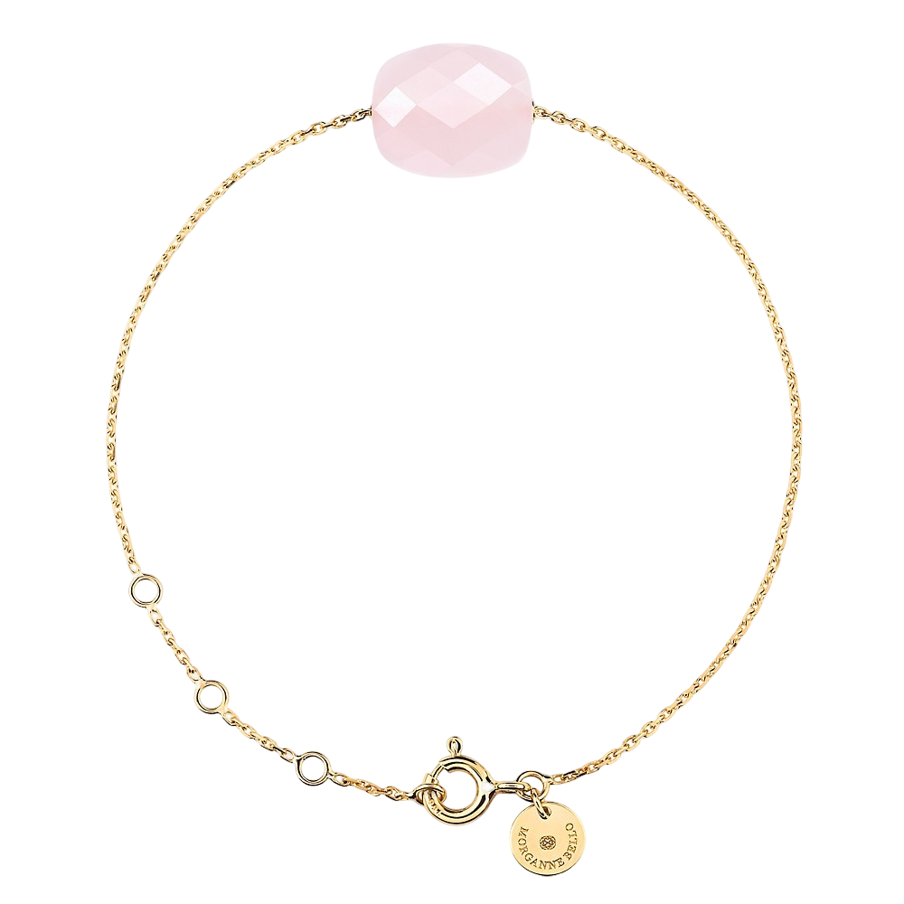 Bracelet, Quartz Rose, Or Jaune