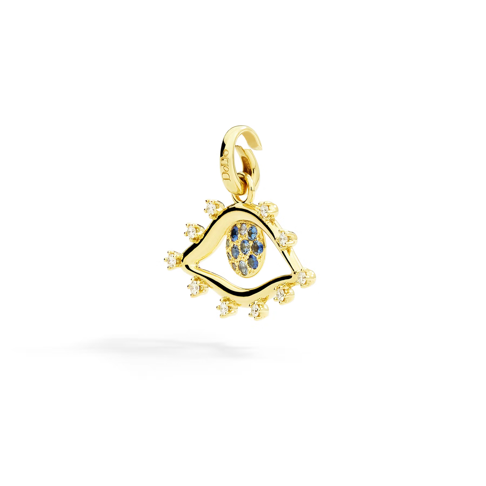 Pendentif Œil Or Jaune, Saphirs Et Diamants