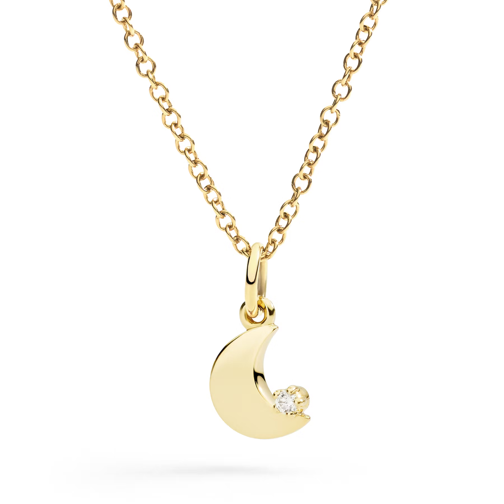 Pendentif Luna Or Jaune Et Diamant Blanc