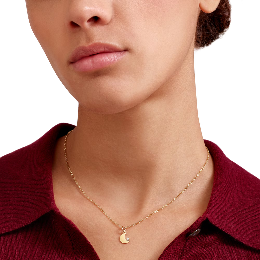 Pendentif Luna Or Jaune Et Diamant Blanc
