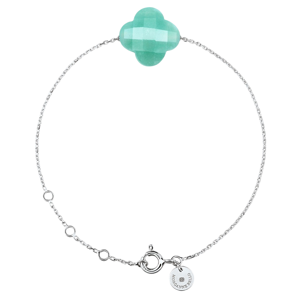 Bracelet, Amazonite, Or Blanc