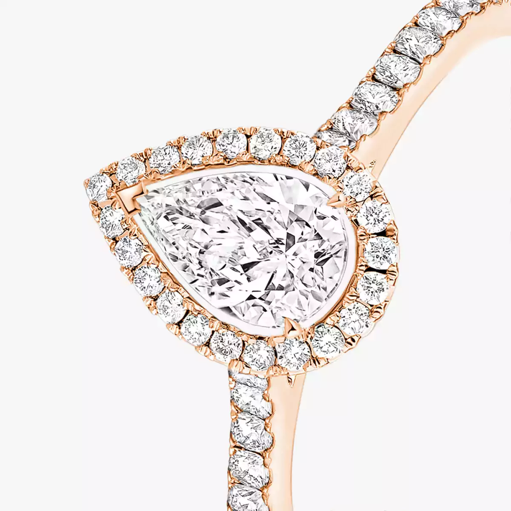 Bague solitaire Joy taille poire, moyen modèle Bague diamant en or rose Joy