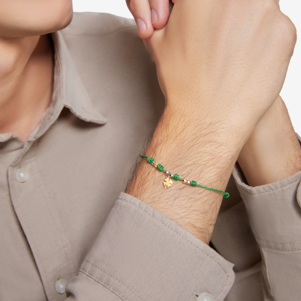 Bracelet Cordon Mini Trèfle À Quatre Feuilles