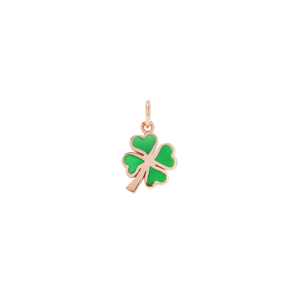 Pendentif Trèfle À Quatre Feuilles Or Rose & Émail