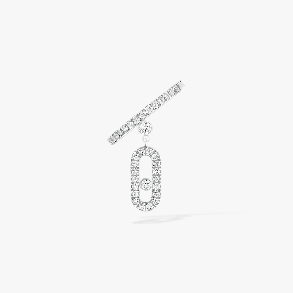 Clip d'oreille pampille Move Uno pavé Mono clip d'oreille diamant en or blanc Move Uno