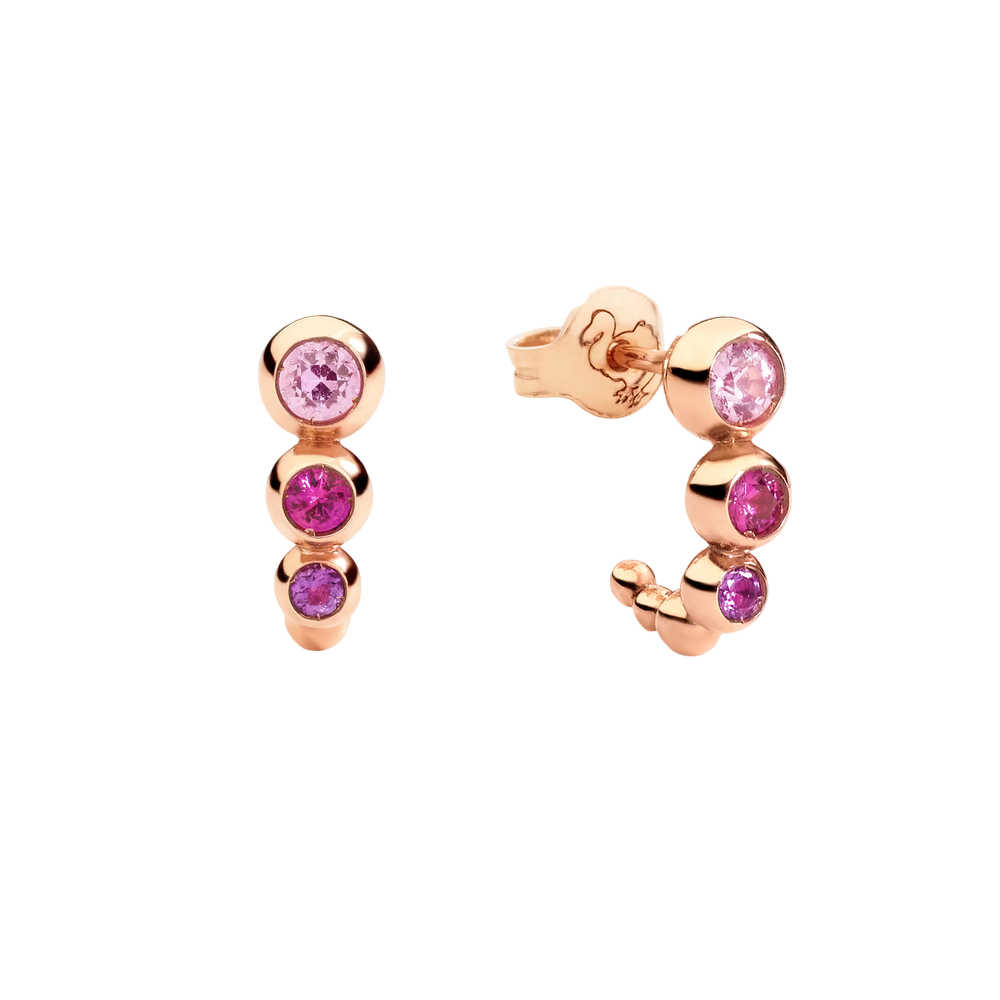 Boucles D'oreille Bollicine Or Rose & Pierres Colorées
