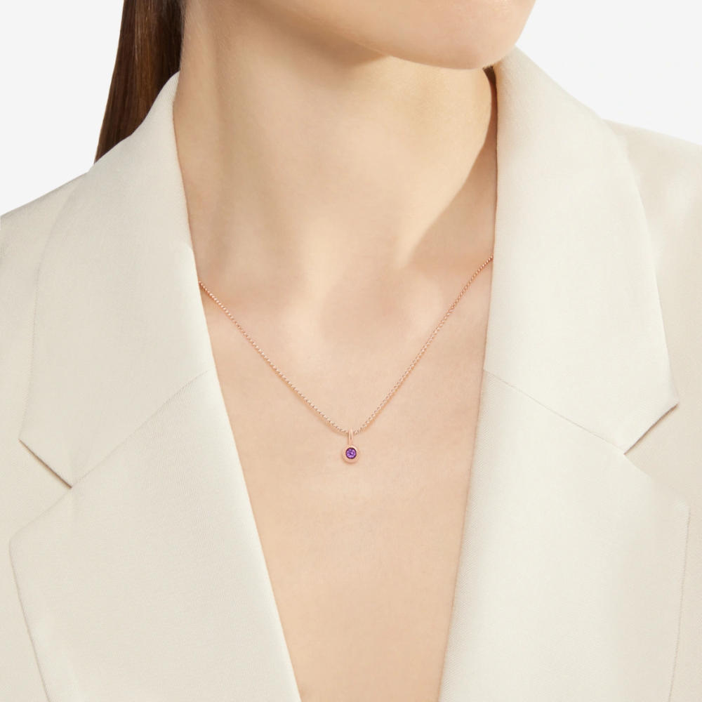 Pendentif Bollicine Or Rose & Améthyste