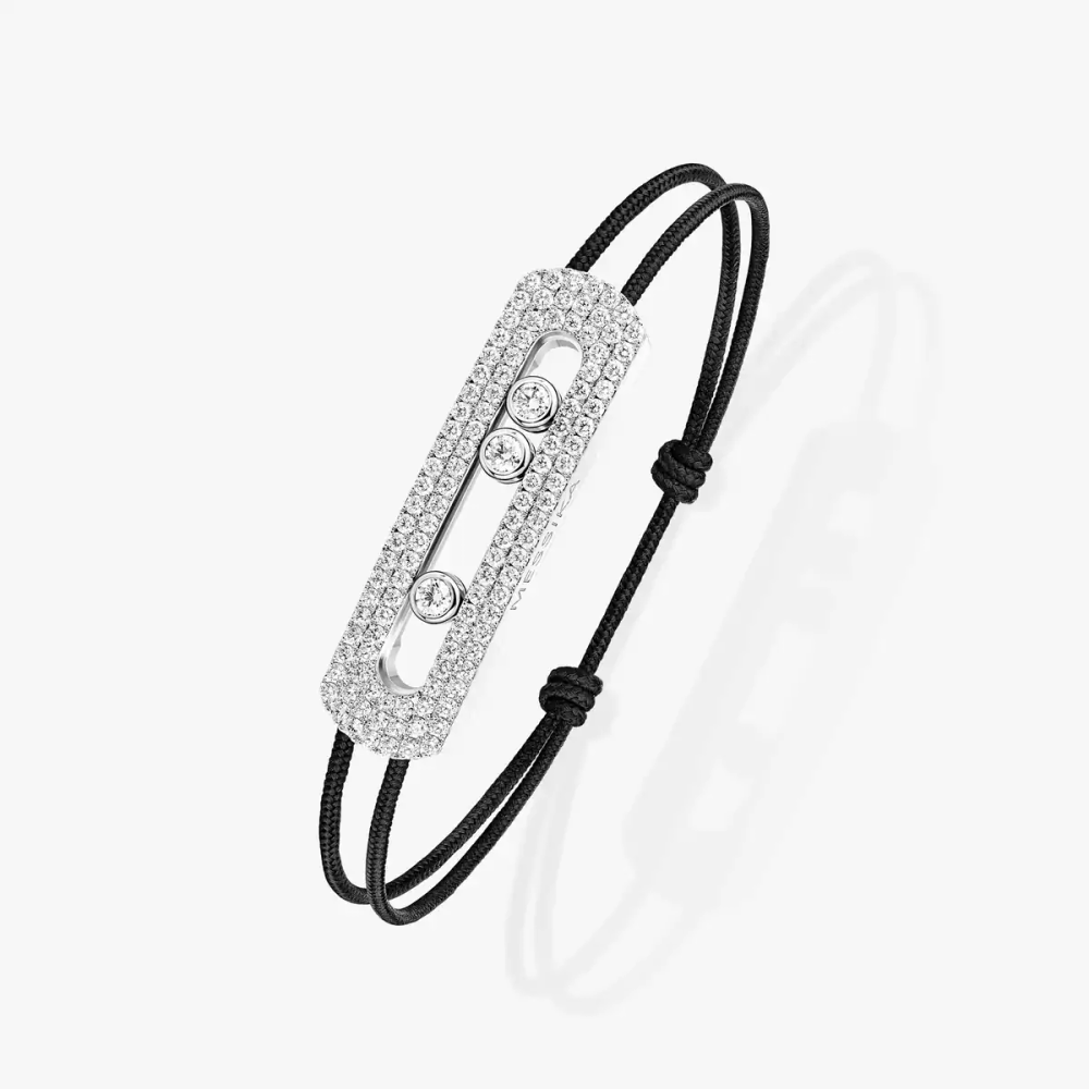 Bracelet cordon Move Titanium pavé, grand modèle