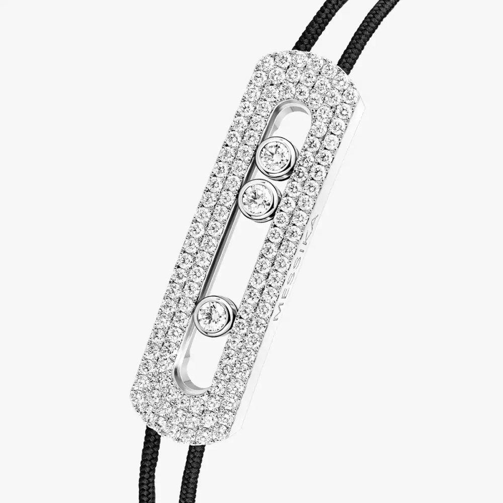 Bracelet cordon Move Titanium pavé, grand modèle