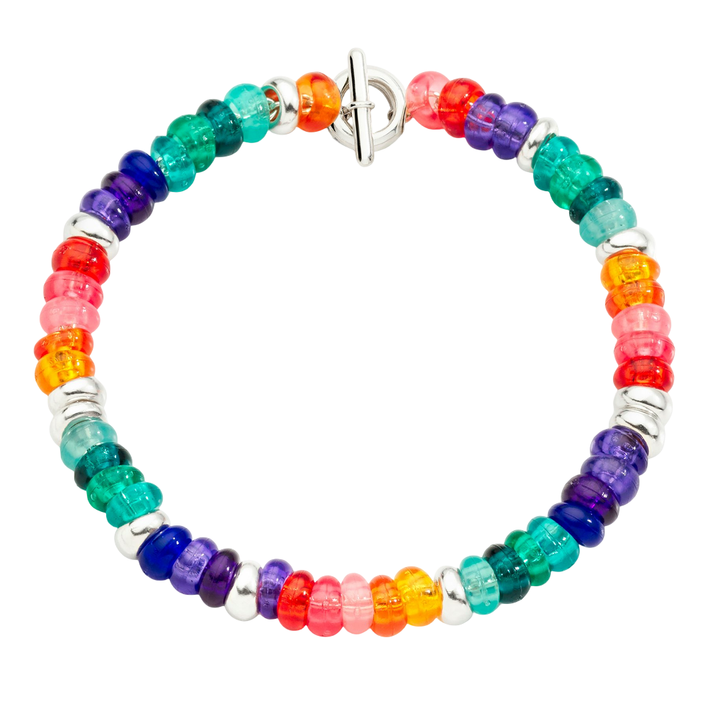 Bracelet Rondelle En Argent Et Plastique Recyclé