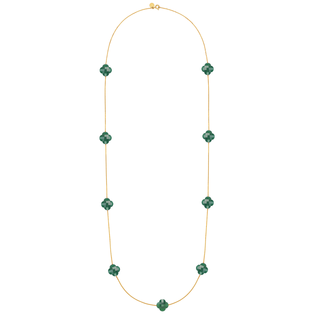 Sautoir, Agate Verte, Or Jaune