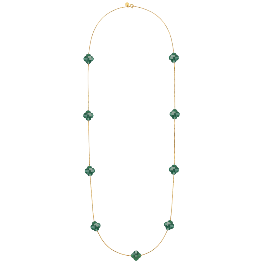 Sautoir, Agate Verte, Or Jaune