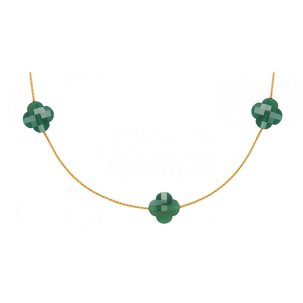 Sautoir, Agate Verte, Or Jaune