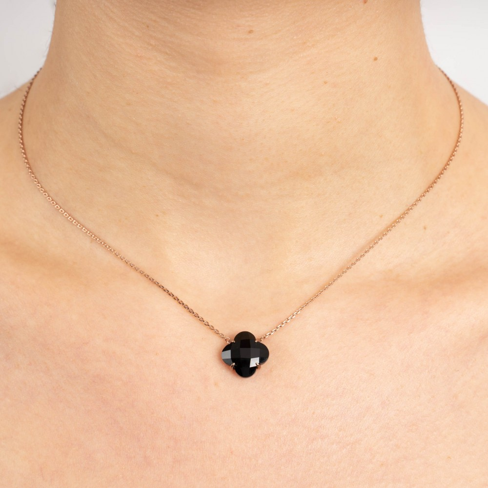 Collier, Onyx, Or Rose