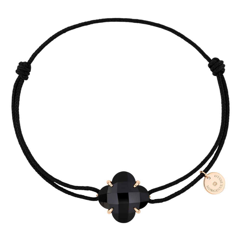 Bracelet, Onyx, Cordon Noir, Or Rose