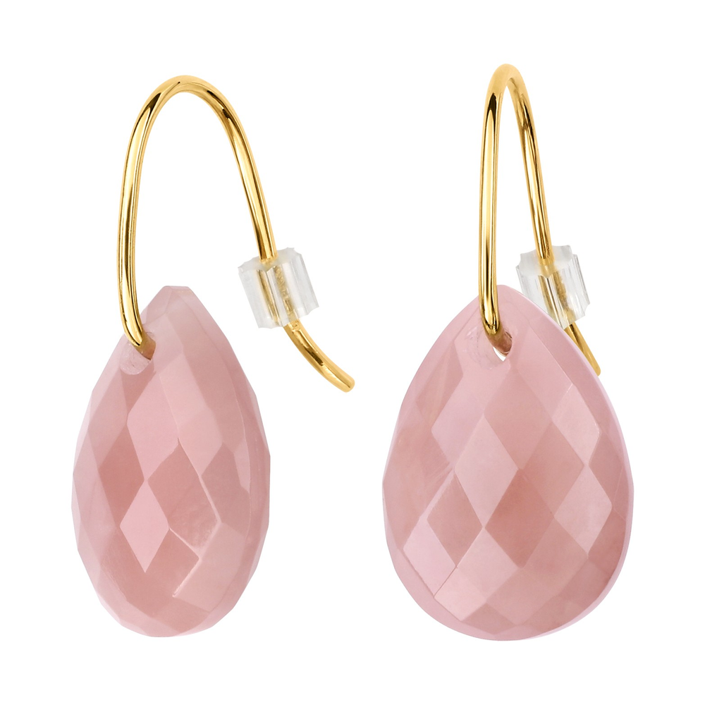 Boucles D'oreilles, Quartz Guava, Or Jaune