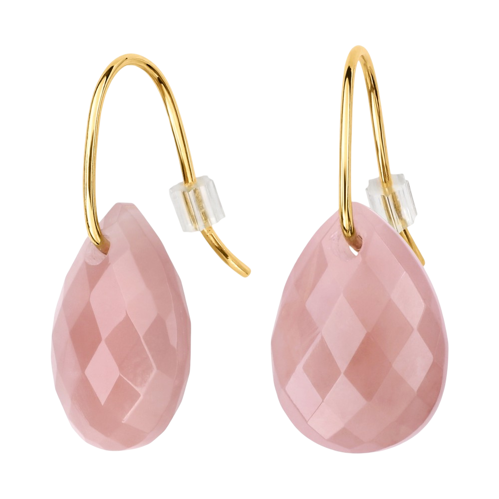 Boucles D'oreilles, Quartz Guava, Or Jaune