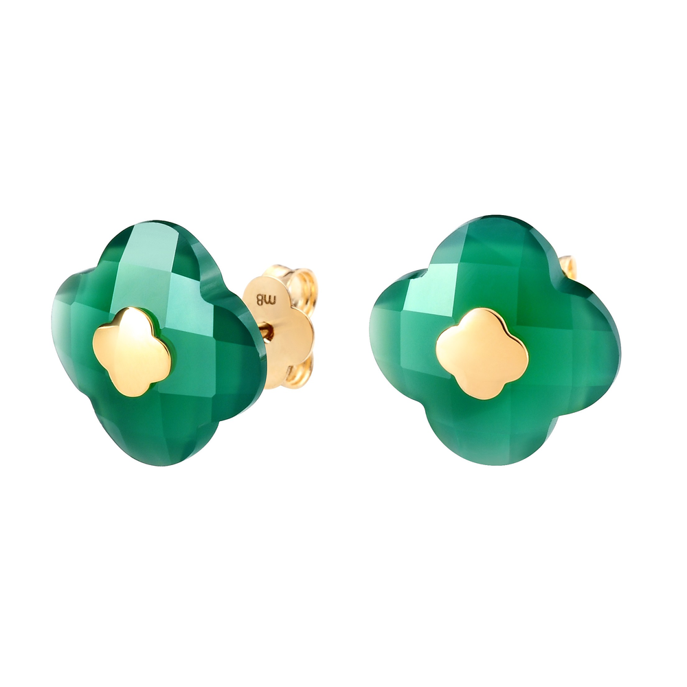 Puces Victoria, Agate Verte, Or Jaune