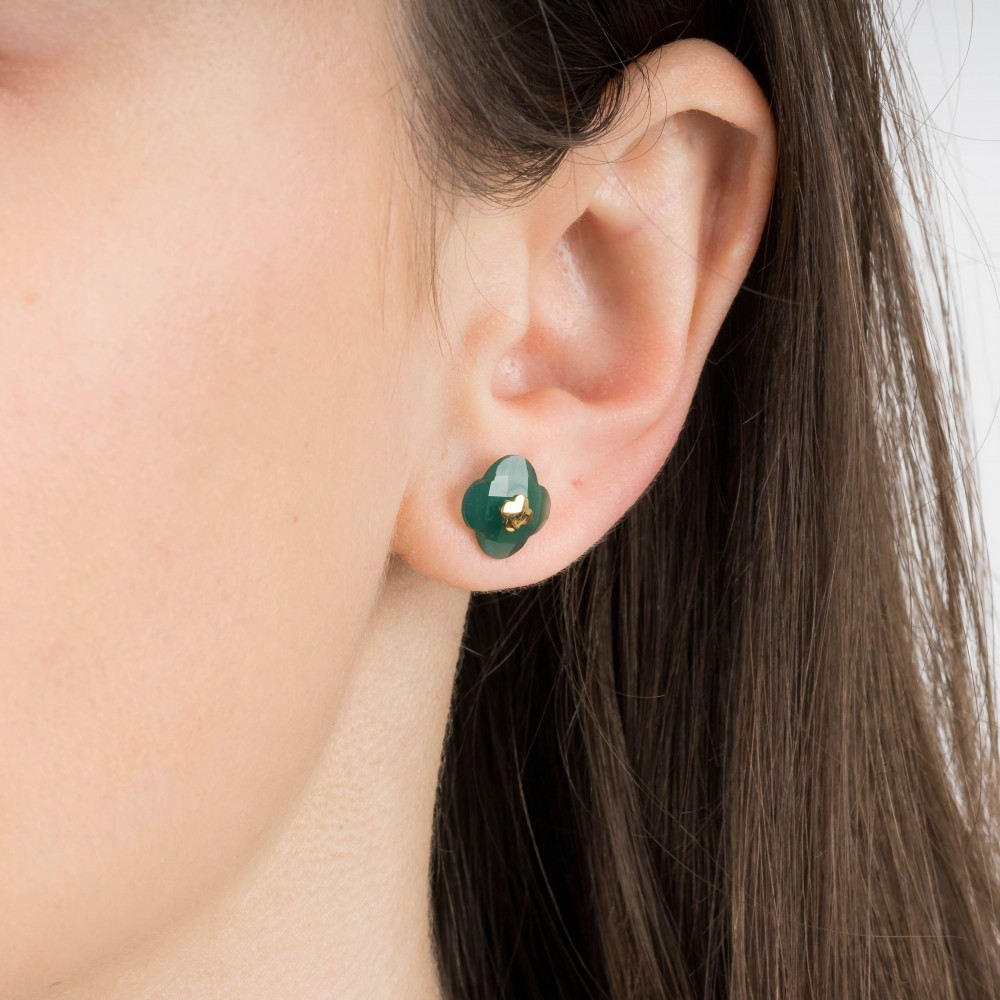 Puces, Agate Verte, Or Jaune