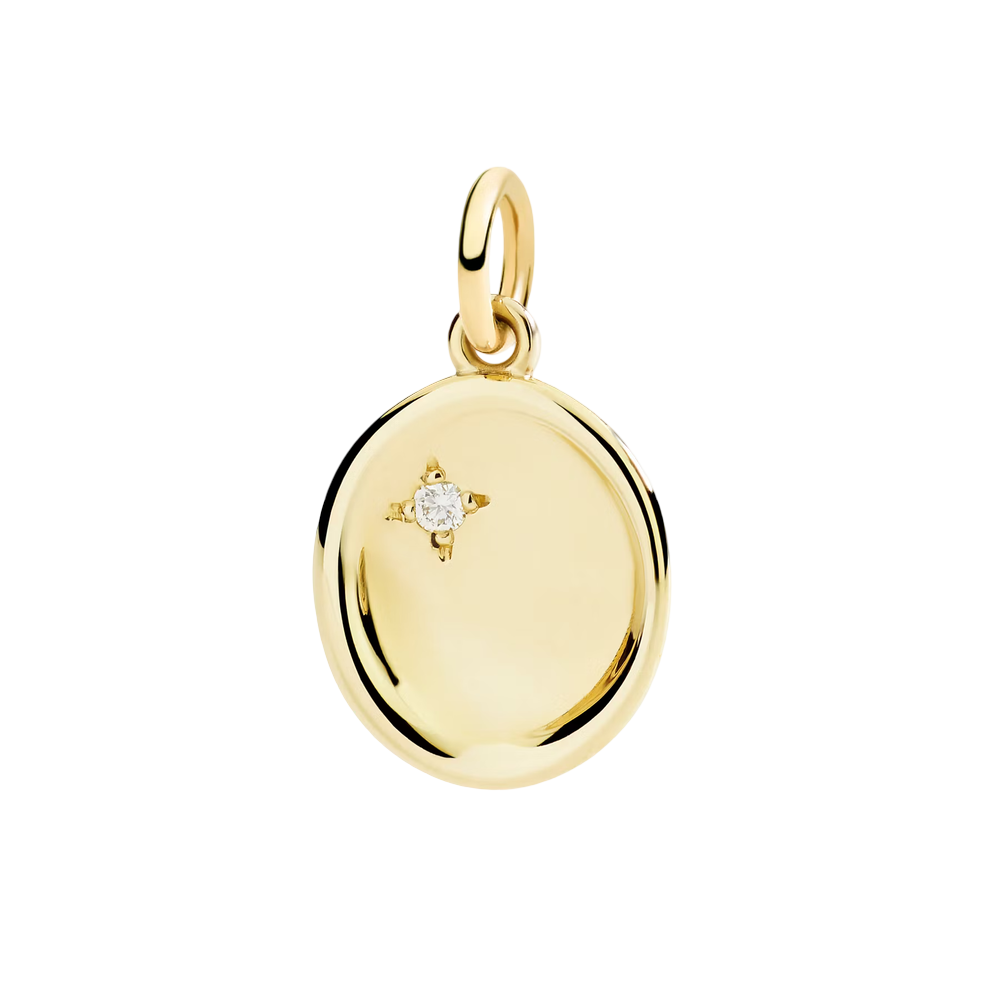 Pendentif Sceau Or Jaune Et Diamant Blanc