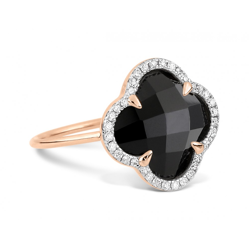 Bague, Onyx, Diamants, Or Rose