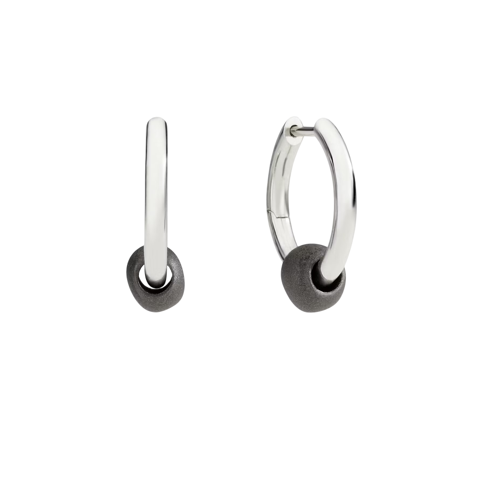 Boucles D’oreille Créoles Pepita Argent Et Titane