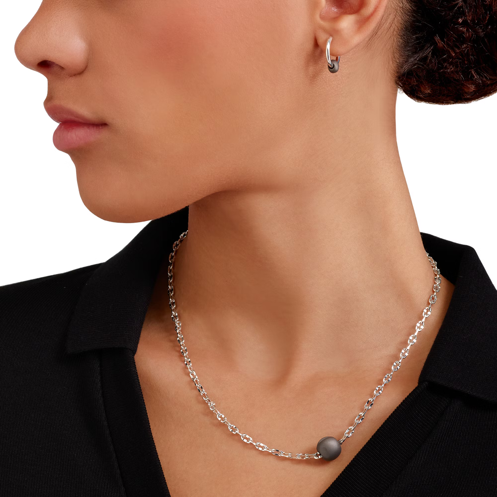Boucles D’oreille Créoles Pepita Argent Et Titane