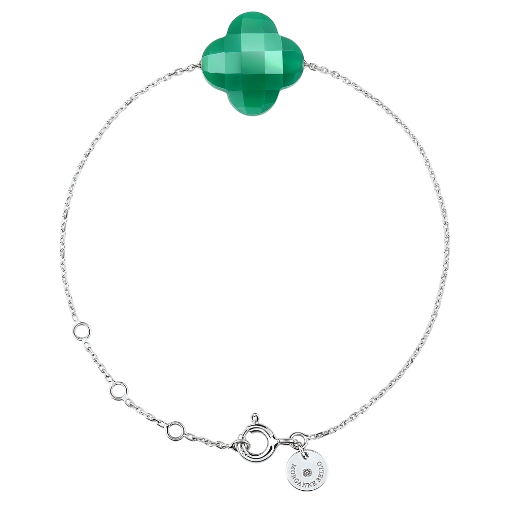 Bracelet, Agate Verte, Or Blanc