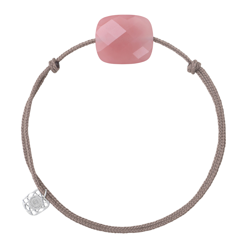 Bracelet, Quartz Guava, Cordon Taupe
