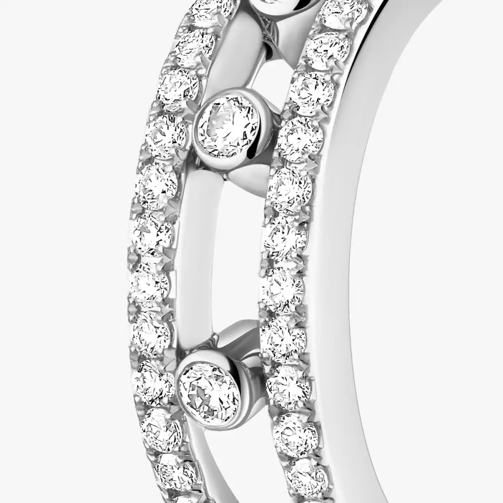 Boucles d'oreilles créoles Move Classique pavées Boucles d'oreilles créoles diamant Move pavées en or blanc 18 carats