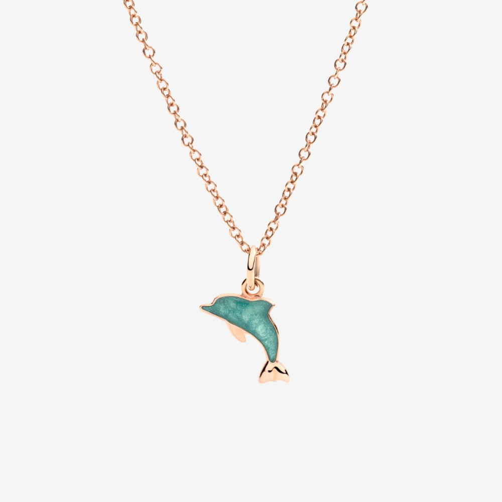 Pendentif Dauphin Or Rose & Émail