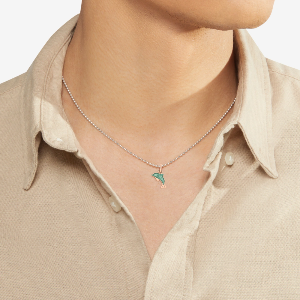 Pendentif Dauphin Or Rose & Émail