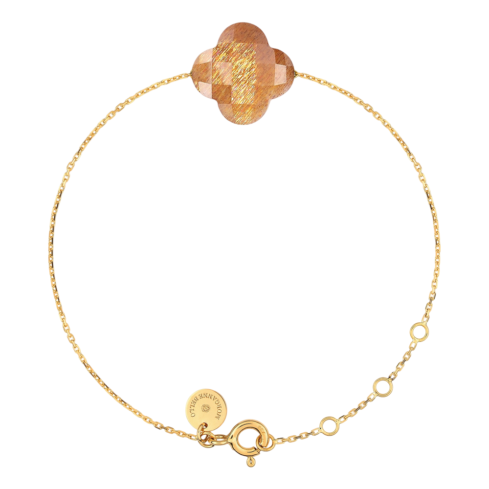 Bracelet, Pierre De Soleil Doré, Or Jaune