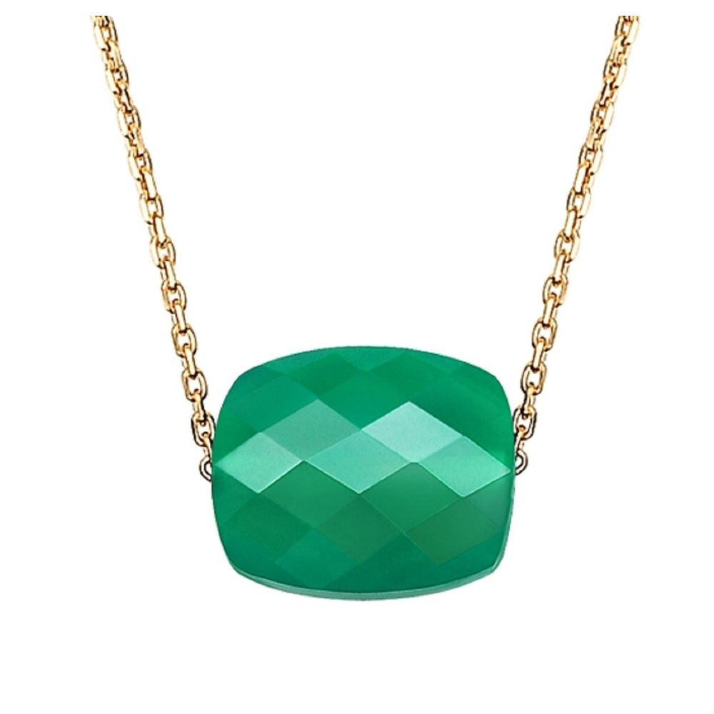 Collier, Agate Verte, Or Jaune