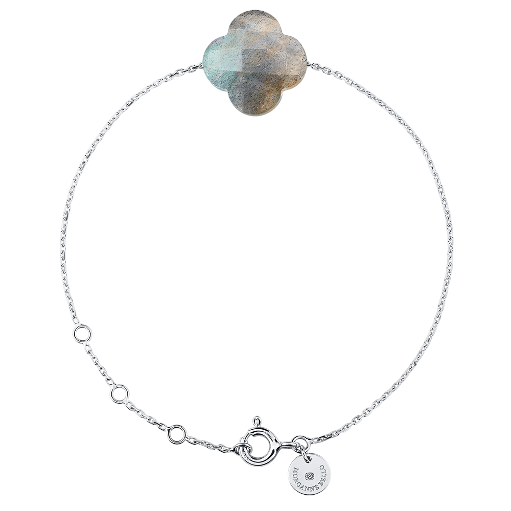 Bracelet, Labradorite, Or Blanc