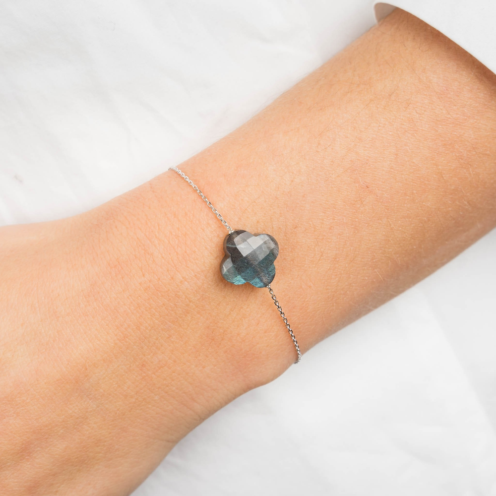 Bracelet, Labradorite, Or Blanc