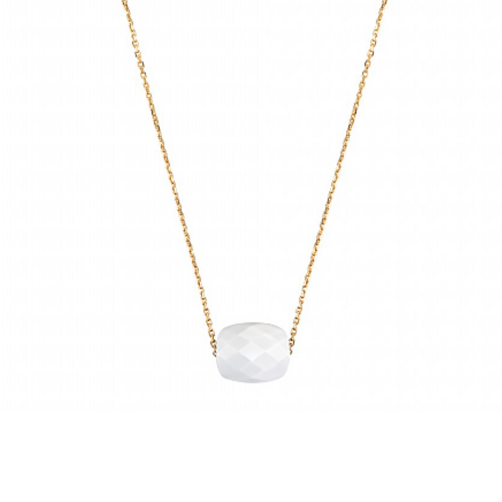 Collier, Agate Blanche, Or Jaune
