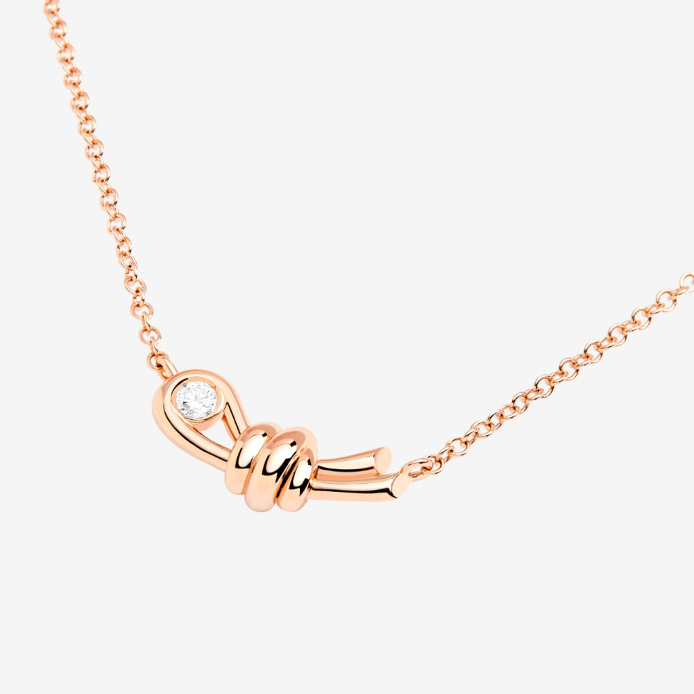 Collier Nodo Or Rose & Diamant Blanc