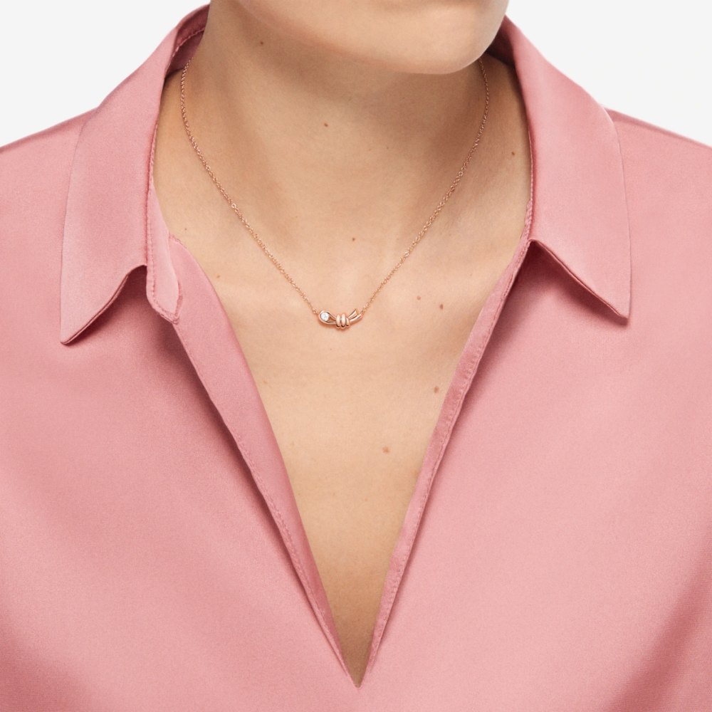 Collier Nodo Or Rose & Diamant Blanc