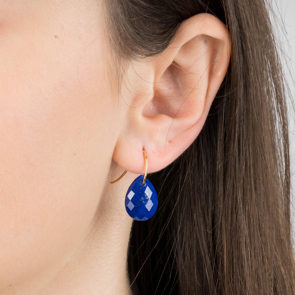 Boucles D'oreilles, Lapis Lazuli, Or Jaune