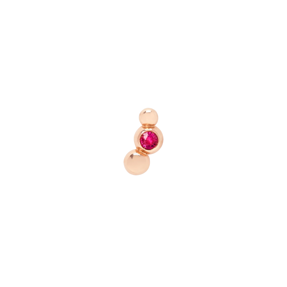Boucle D'oreille Stud Bollicine Or Rose & Rubis