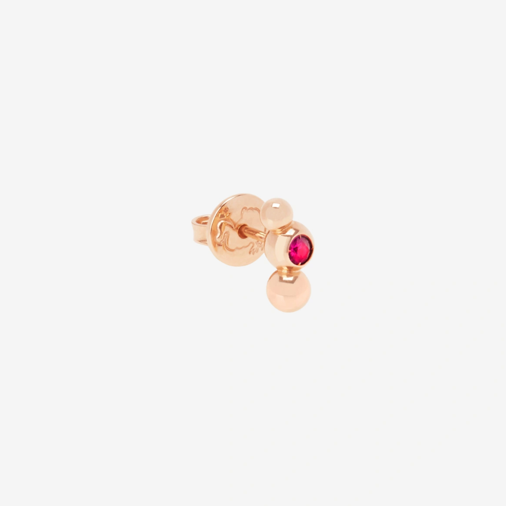 Boucle D'oreille Stud Bollicine Or Rose & Rubis