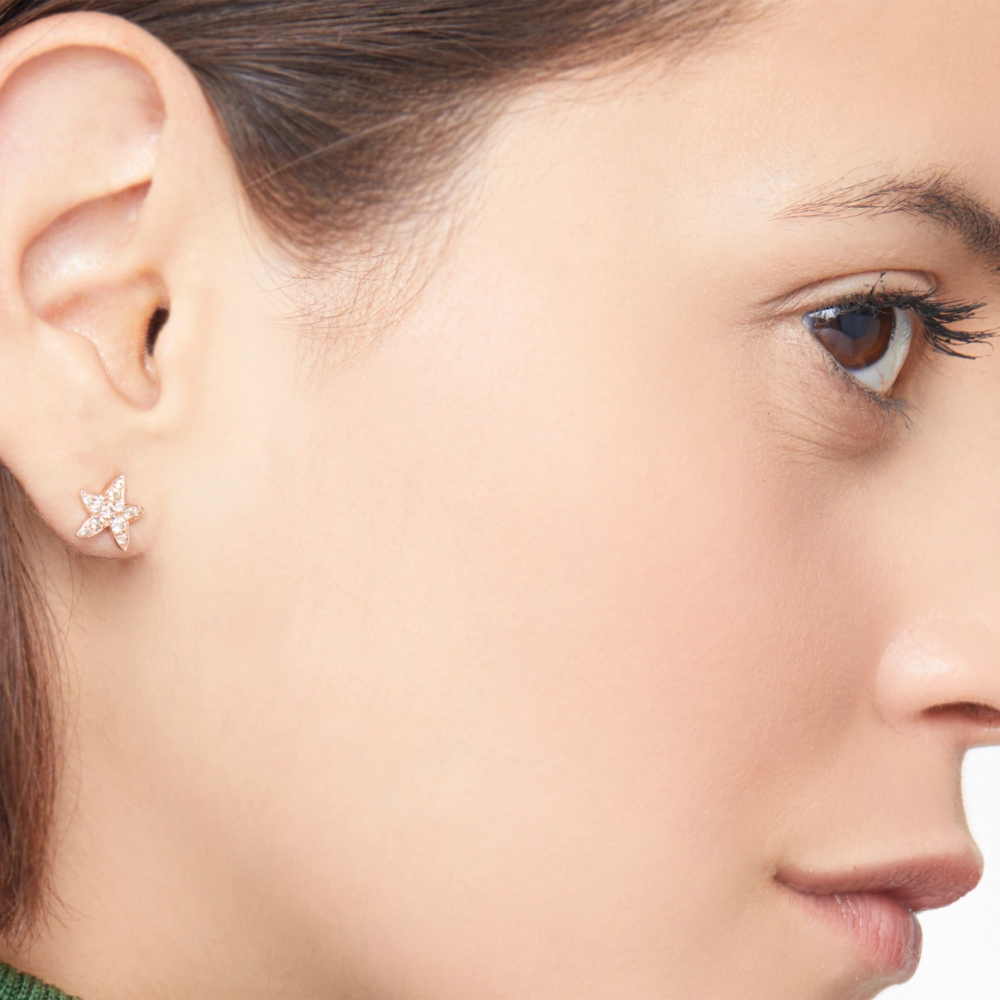 Boucle D'oreille Stud Stellina Or Rose & Diamants